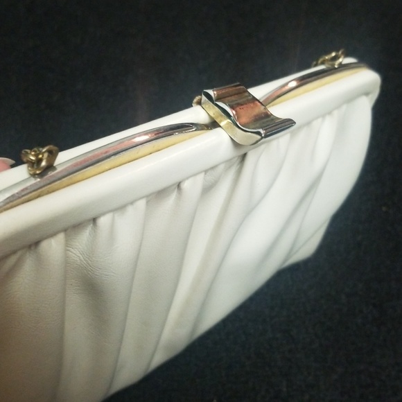 VINTAGE 1960's frame bag clutch Off White purse Ande - Picture 3 of 8